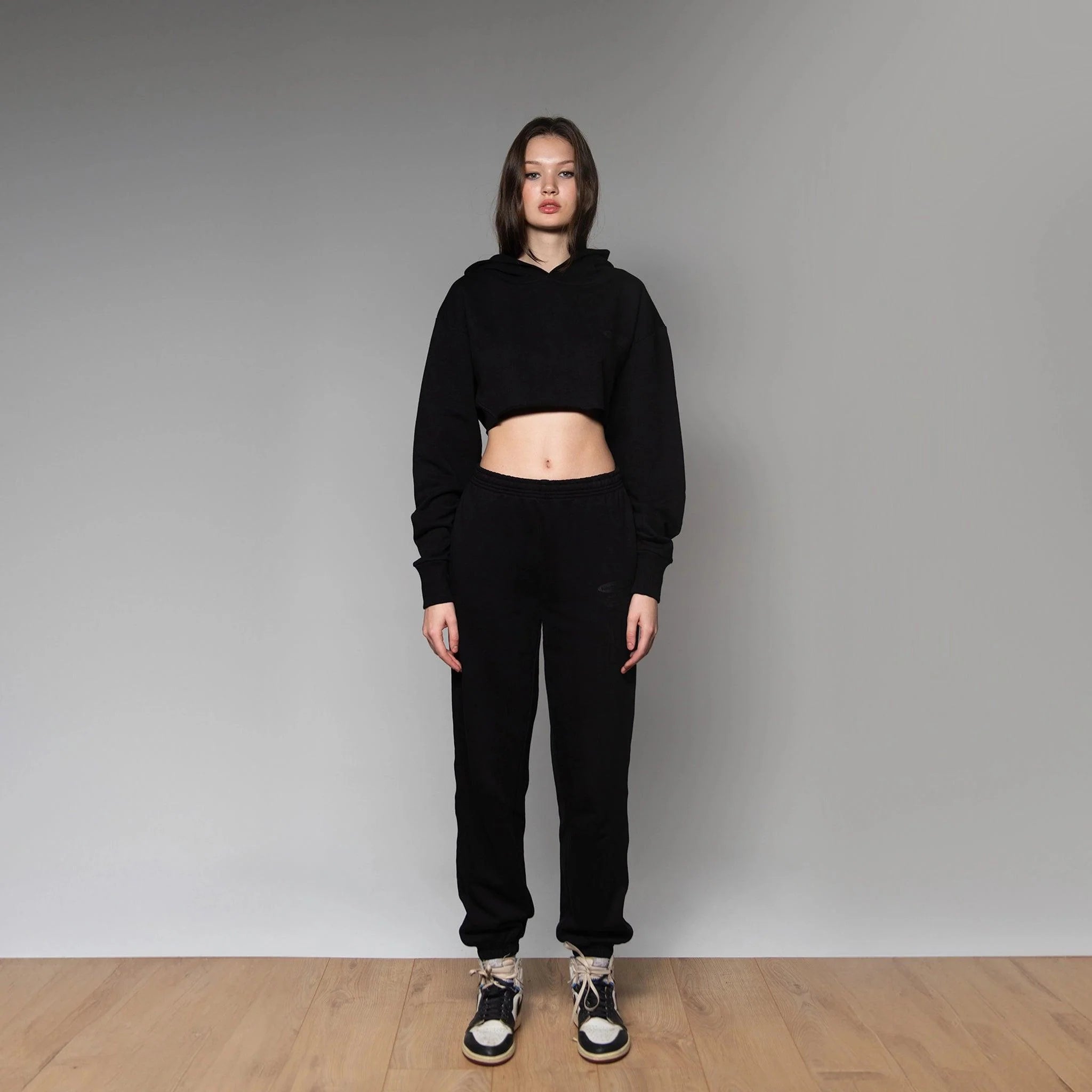 Black on Black Crop Hoodie - SOON TO BE ANNOUNCED