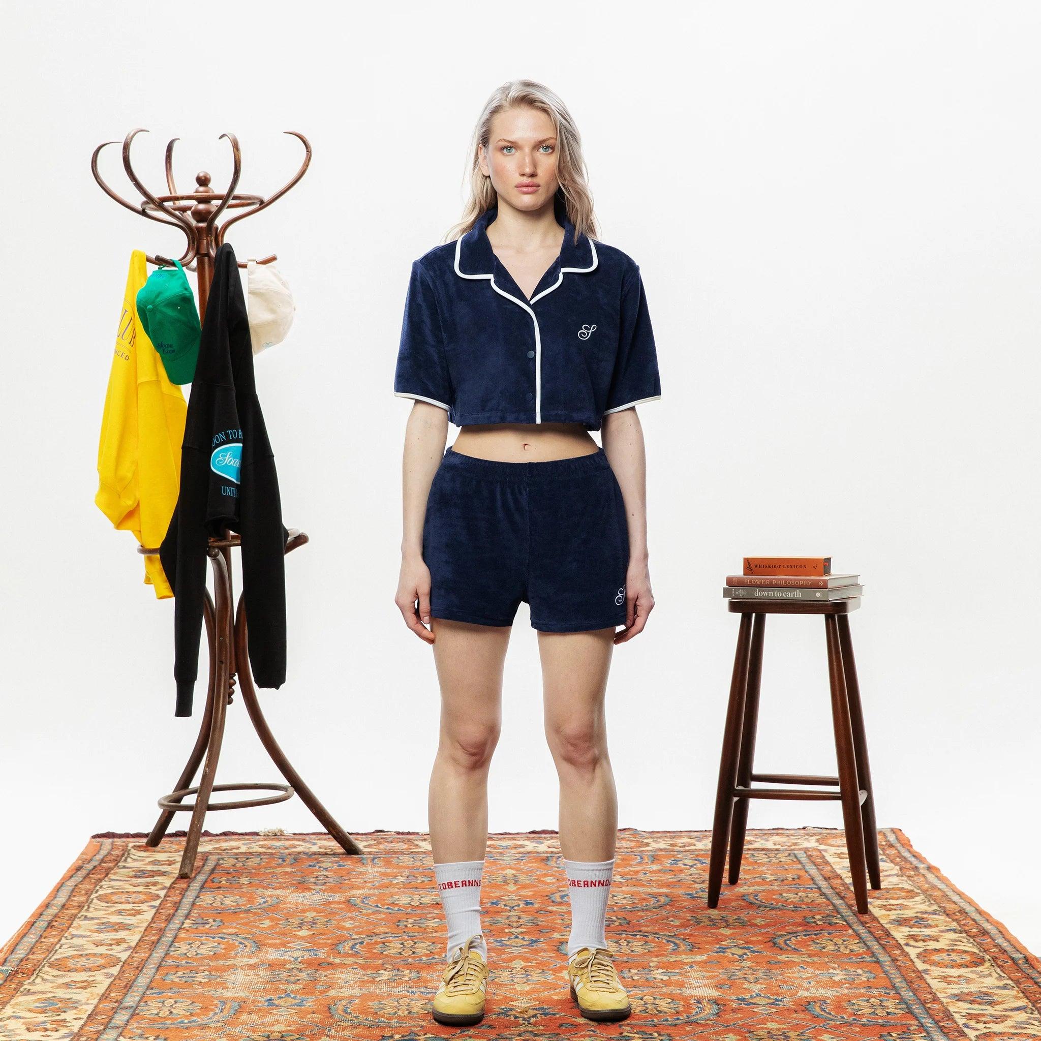 S Logo Crop Terry Bowling Shirt - SOON TO BE ANNOUNCED