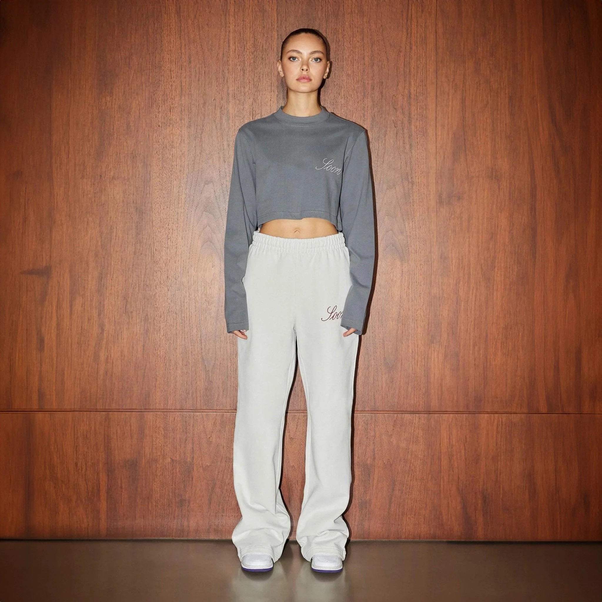 Soon Embroidery L/S Crop T-Shirt - SOON TO BE ANNOUNCED