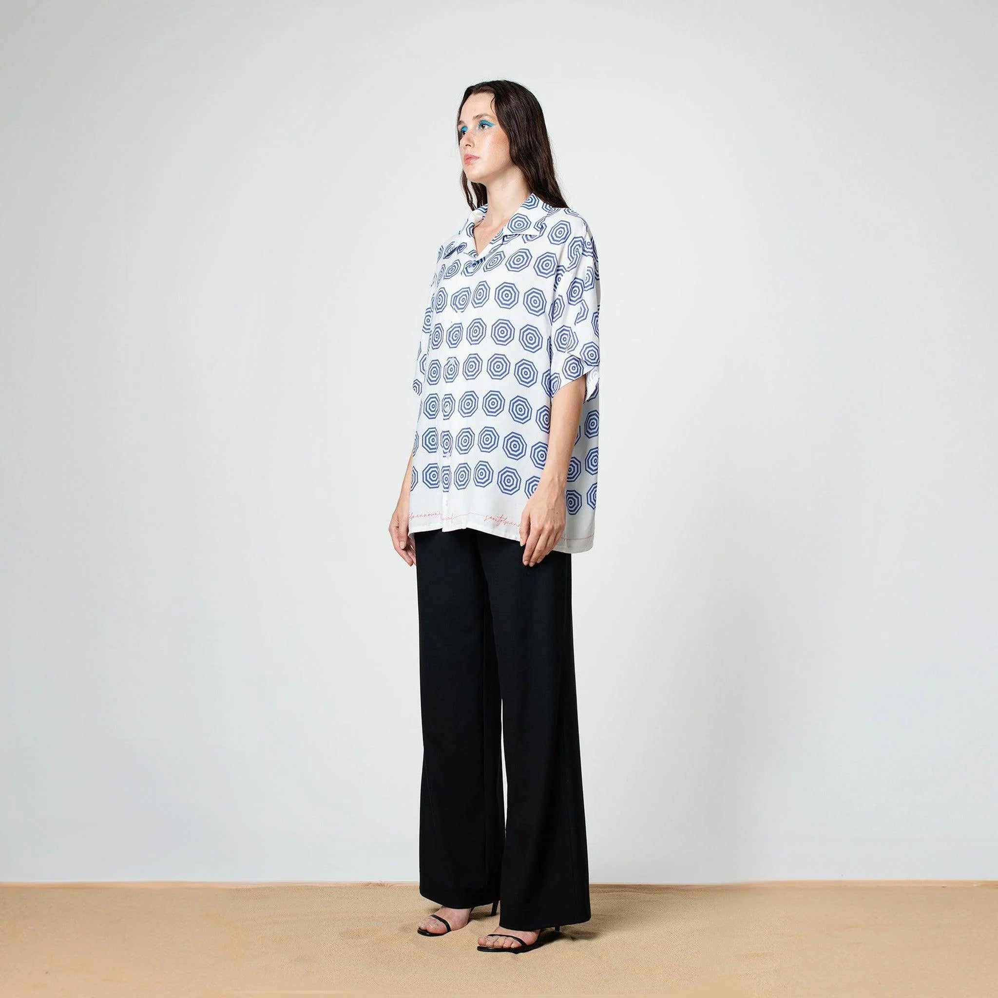 White/Blue Umbrella Bowling Shirt - SOON TO BE ANNOUNCED