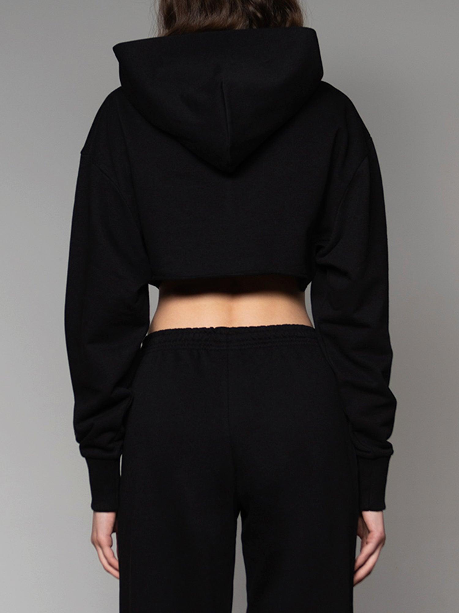 Black on Black Crop Hoodie No:2 - SOON TO BE ANNOUNCED