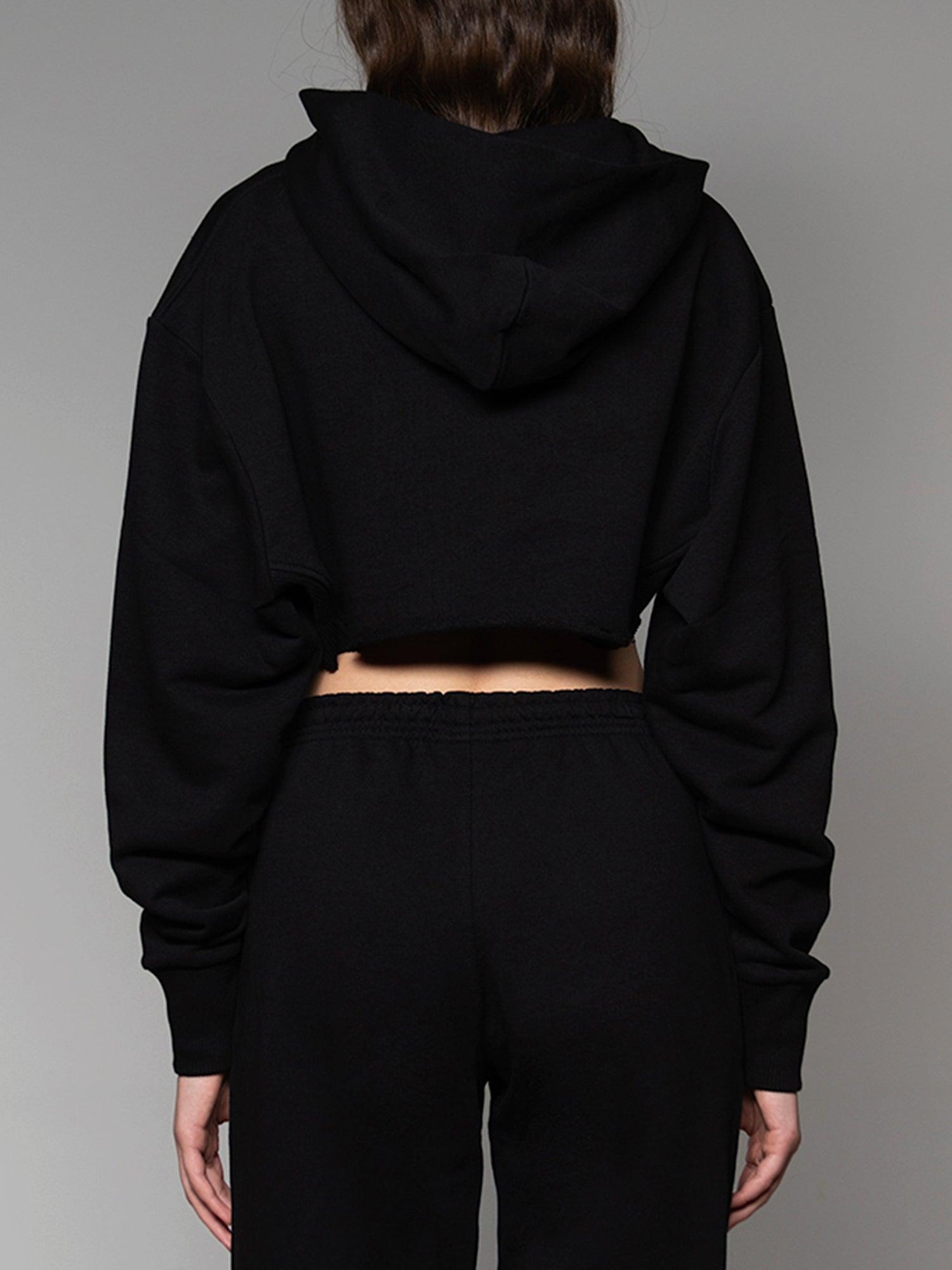Women's Black on Black Crop Hoodie – SOONTOBEANNOUNCED