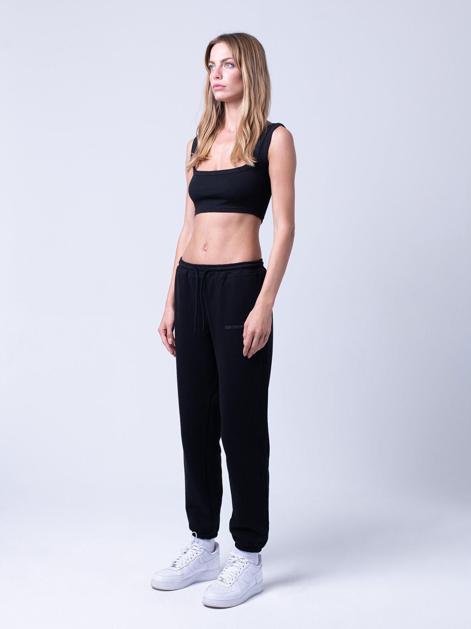 Kadın Kare Yaka Crop Bluz | STBA Black / XS